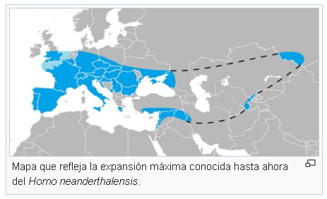 mapa de l'expansió de l'Homo neanderthalensis